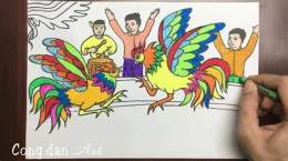 ảnh chụp màn hình cách vẽ lễ hội đá gà