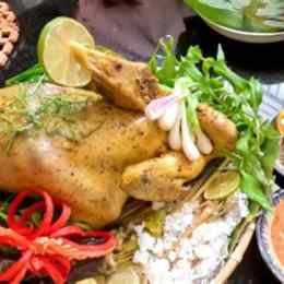 gà hấp da giòn